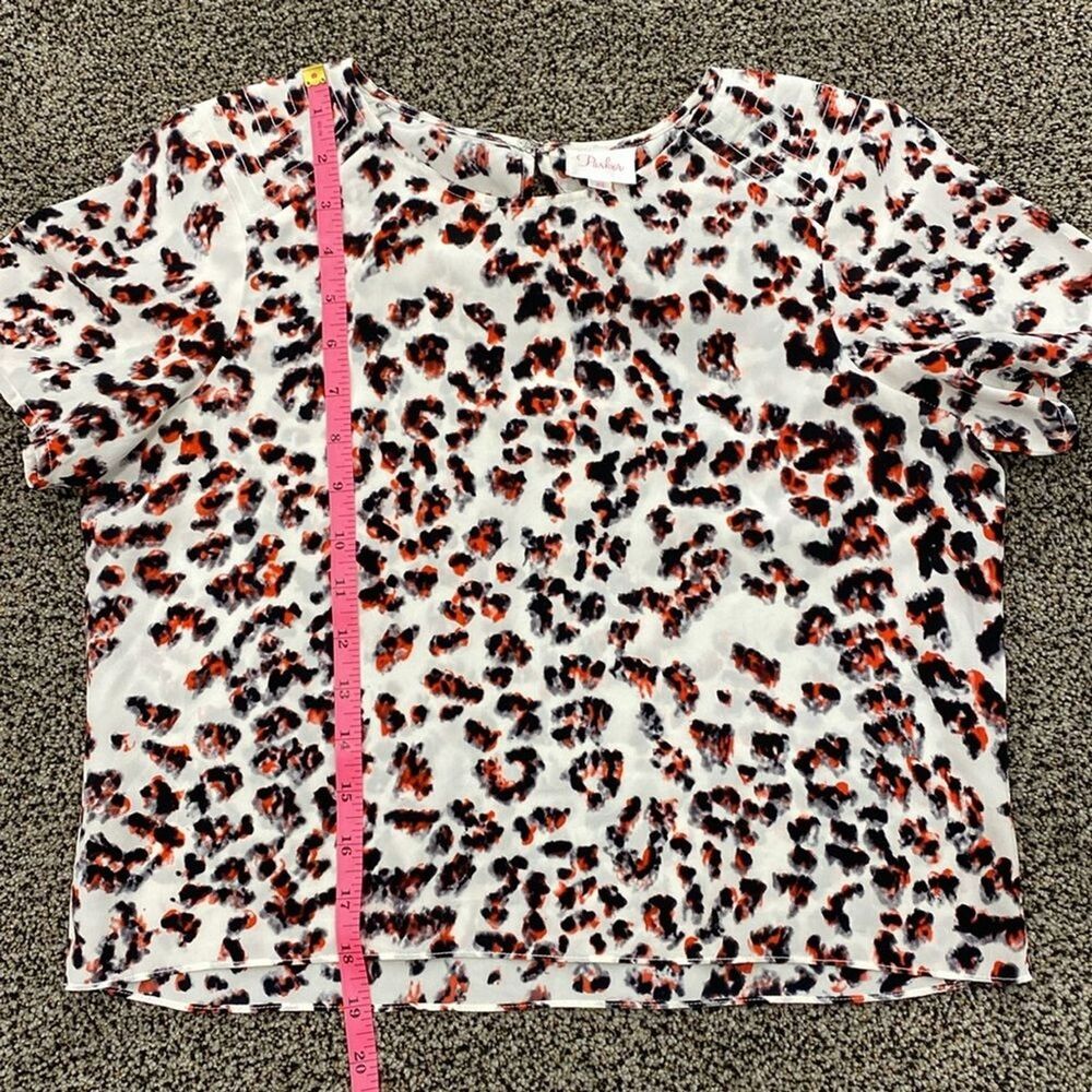 PARKER XS 100% Silk Colorful Animal Print Short Cropped Boxy Blouse Festival Top - Picture 14 of 16